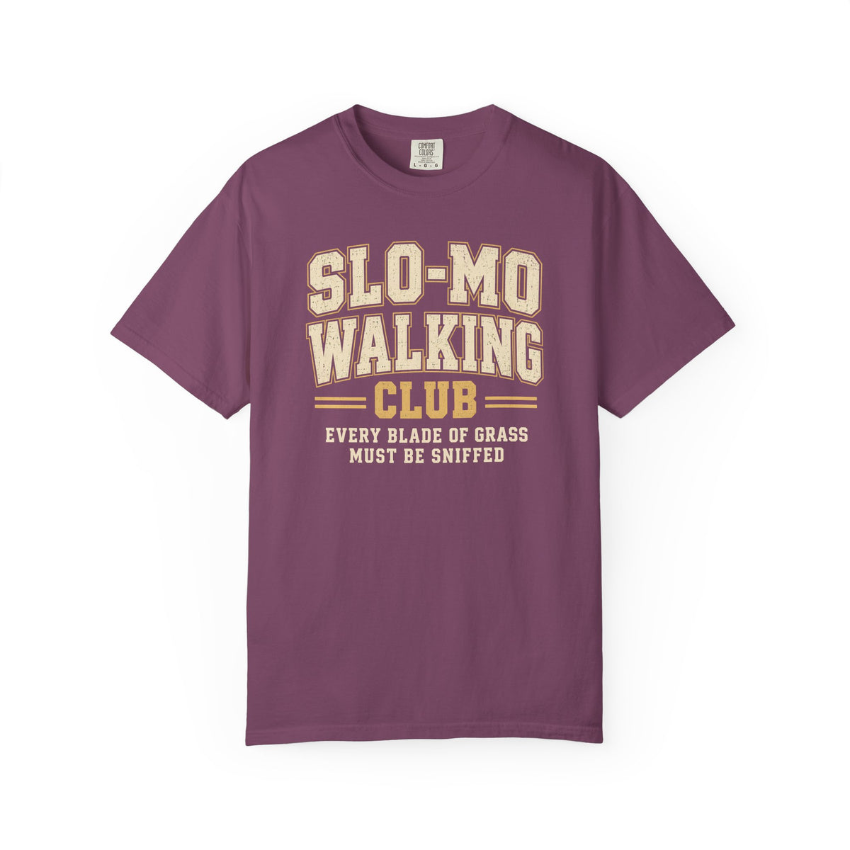 Brinehound T-shirt showing Slo-Mo Walking Club lettering.