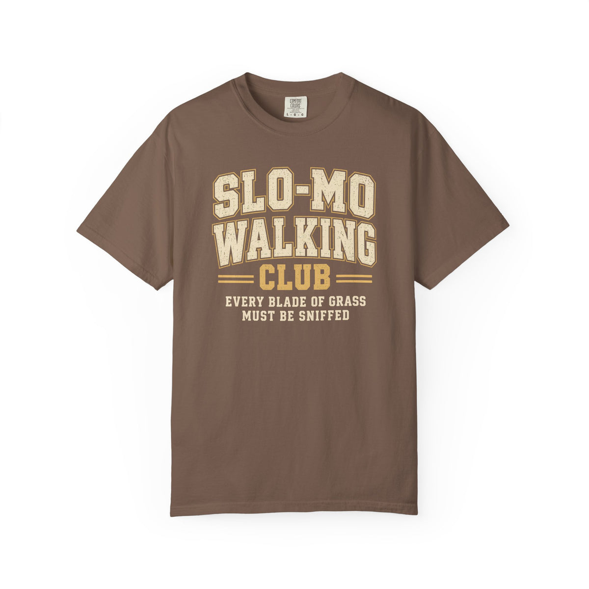 Brinehound T-shirt showing Slo-Mo Walking Club lettering.