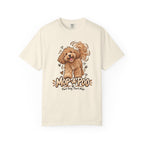 Ivory Mop-a-poo T-shirt, featuring a golden shaggy dog with a sweeping tail and the wording “Mop-a-poo — Part Dog. Part Mop.”