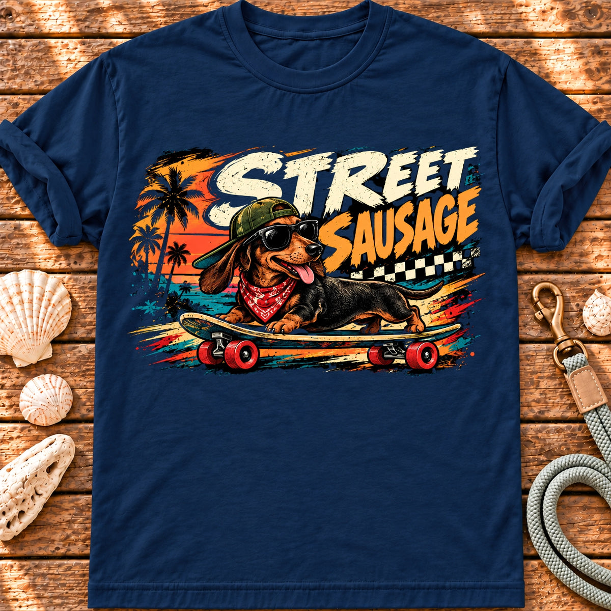 Street Sausage Dachshund streetwear graphic T-shirt