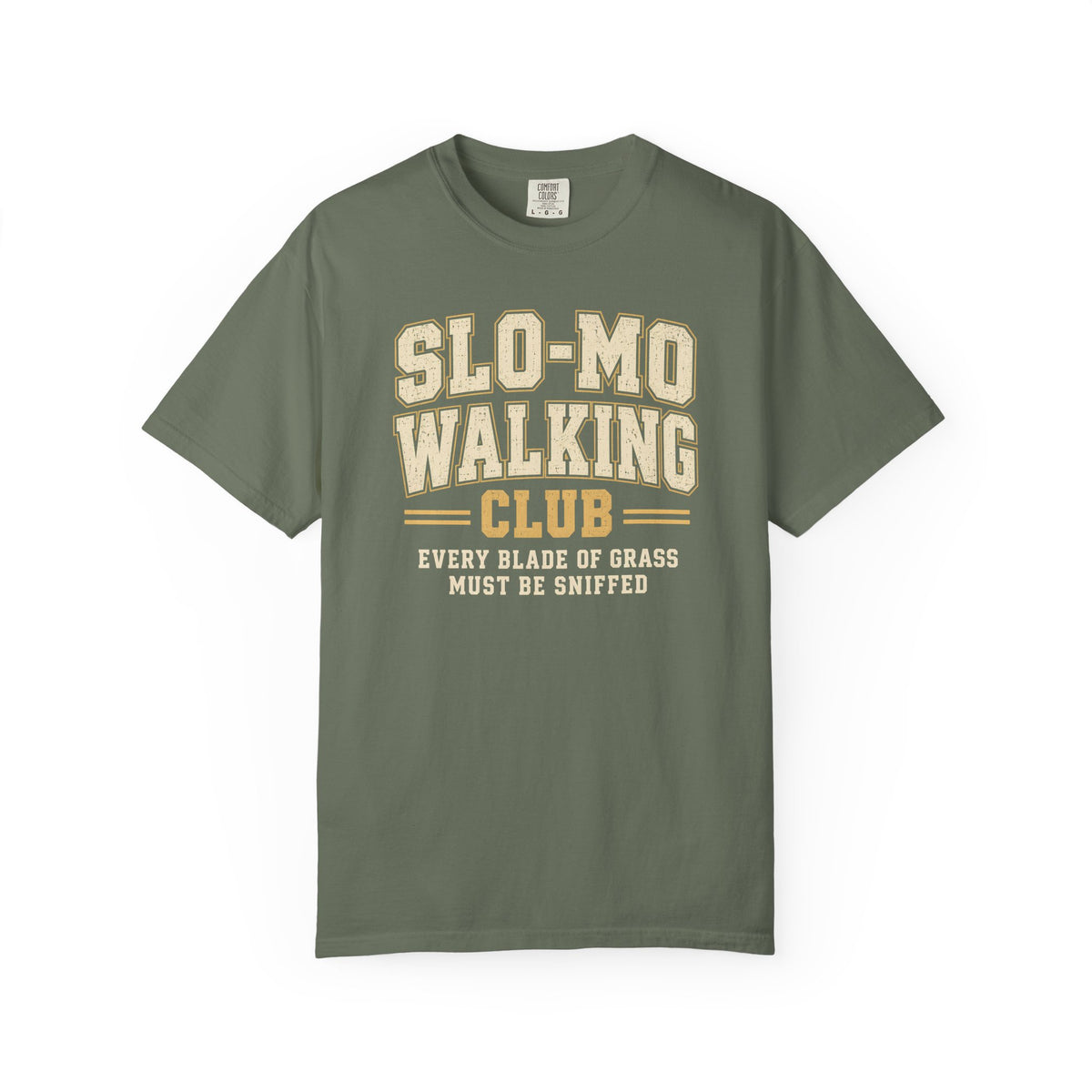 Brinehound T-shirt showing Slo-Mo Walking Club lettering.