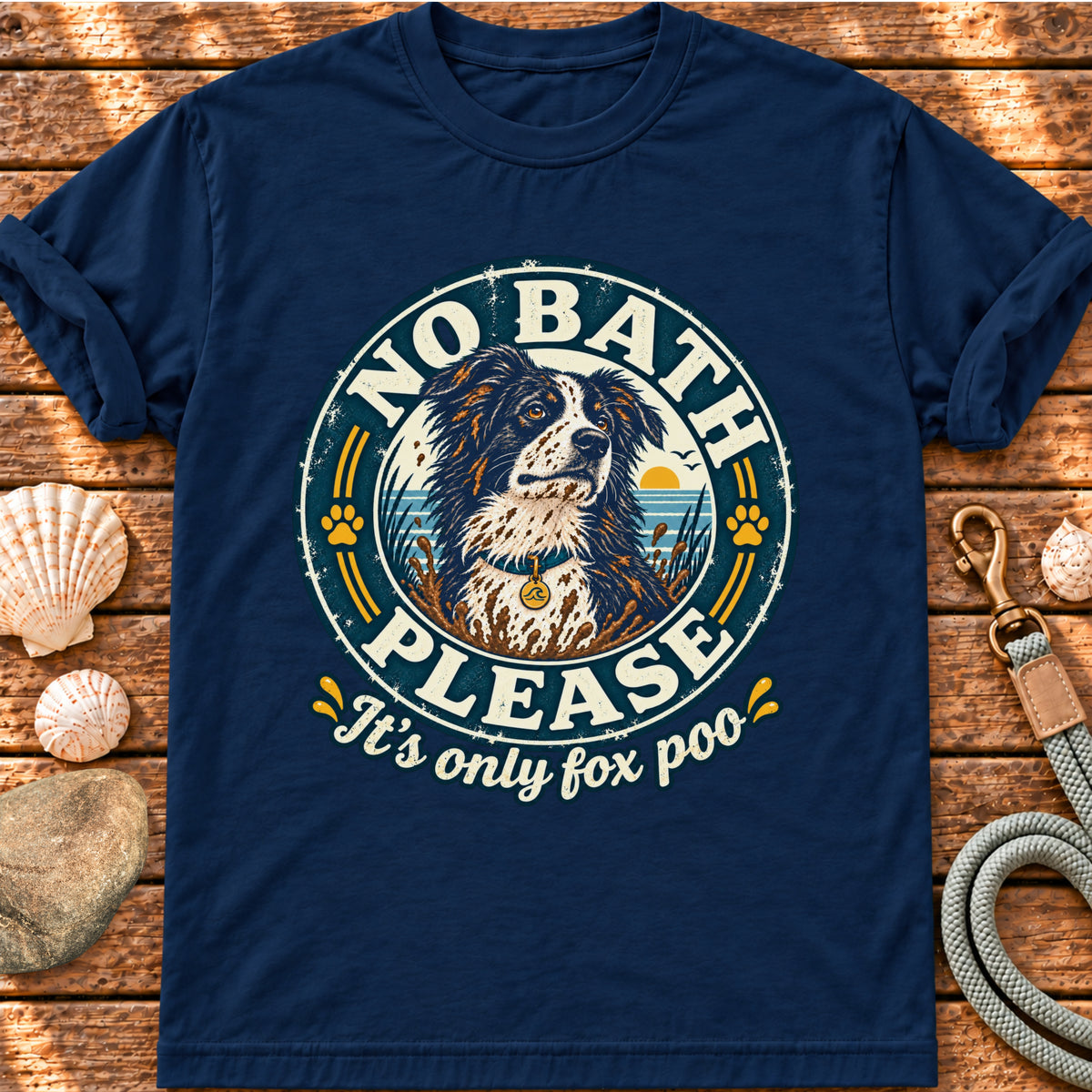 No Bath Please Collie T-shirt
