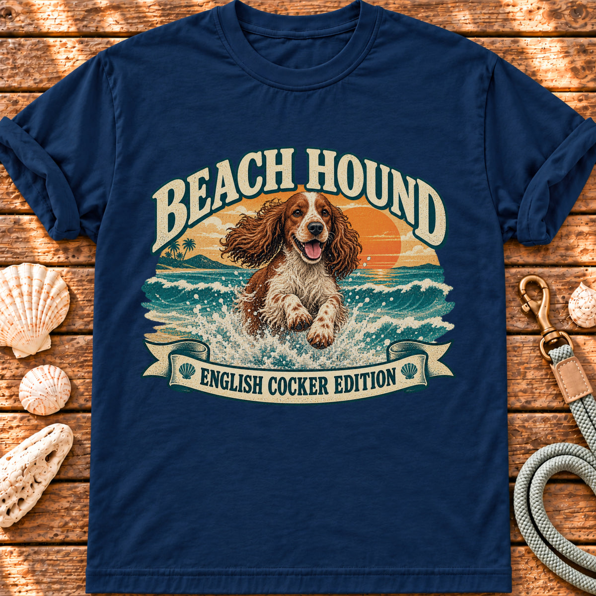 Beach Hound – English Cocker Spaniel Edition graphic T-shirt