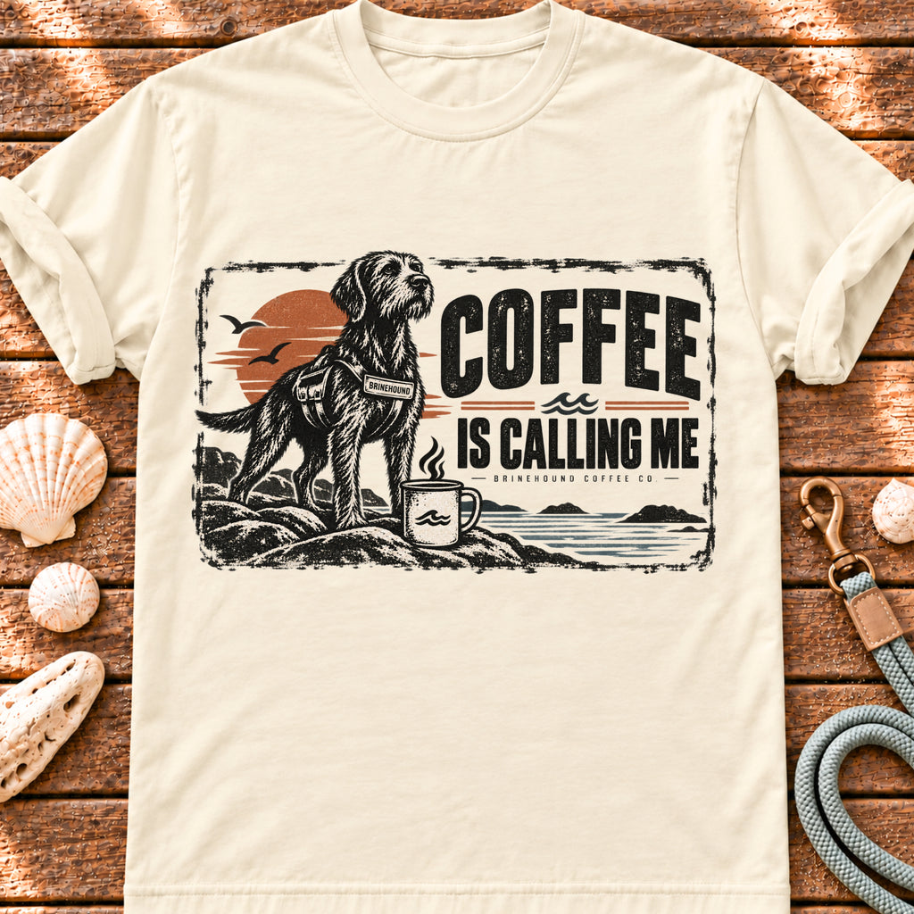 Coffee Alert dog and coffee shop graphic T-shirt