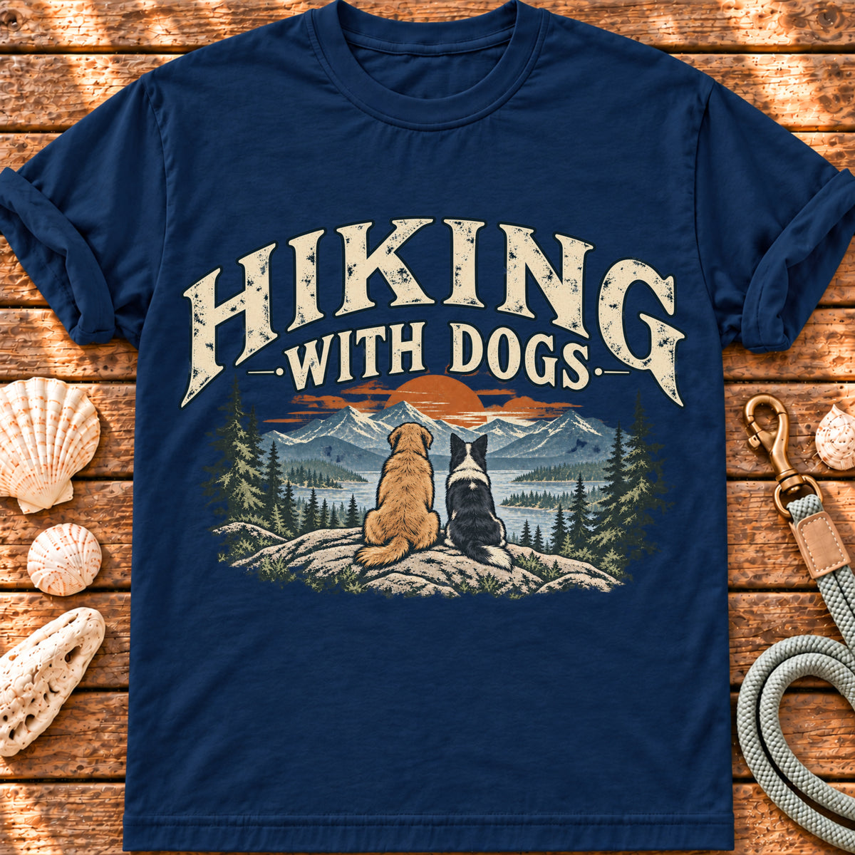 Hiking with Dogs vintage outdoor graphic T-shirt