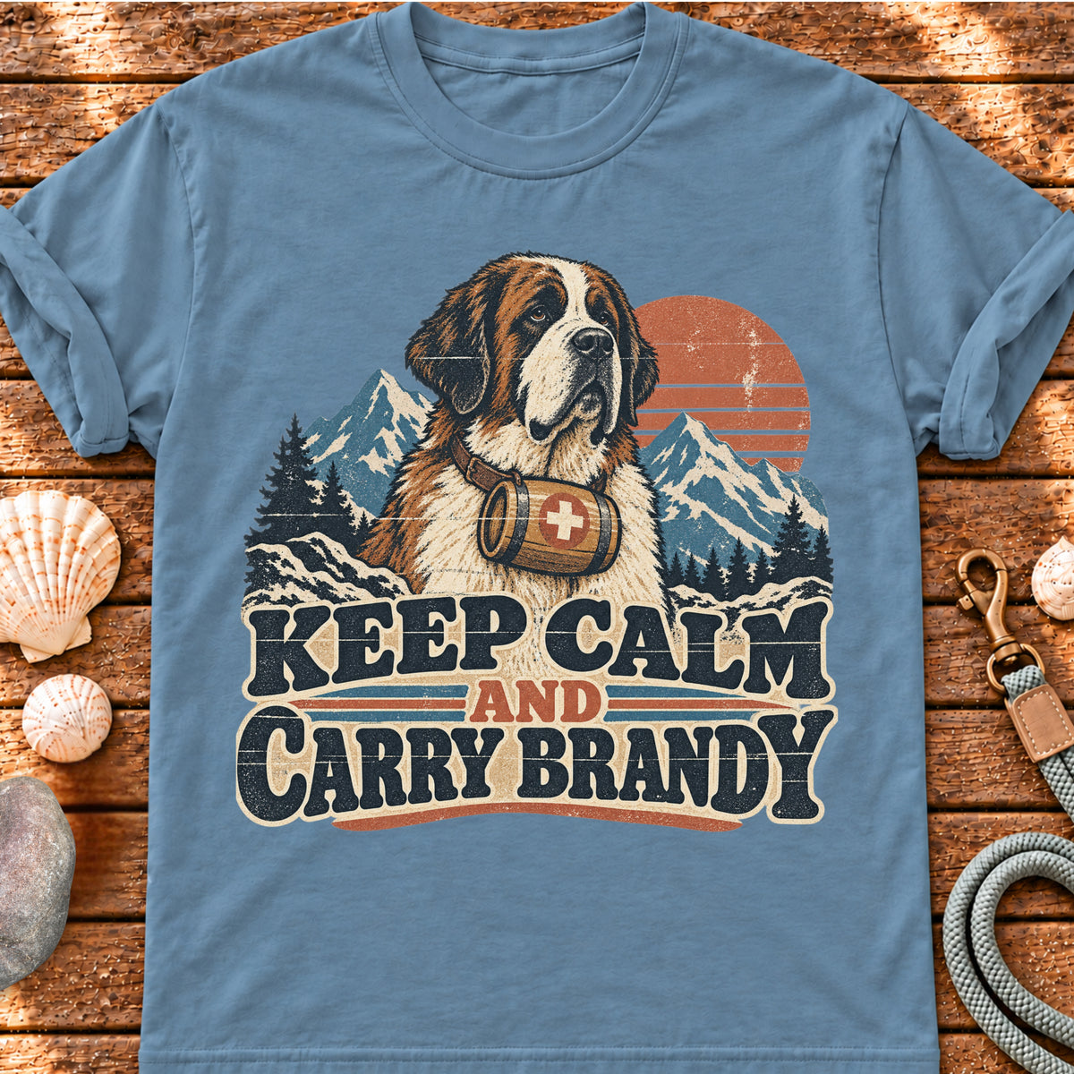 Keep Calm St Bernard vintage dog graphic T-shirt