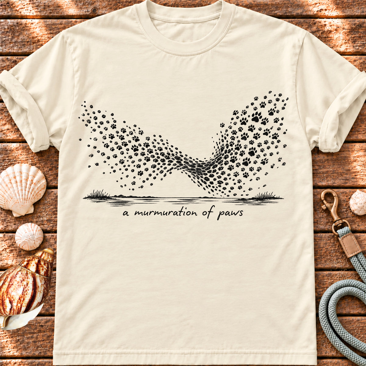 Murmuration of Paws graphic T-shirt