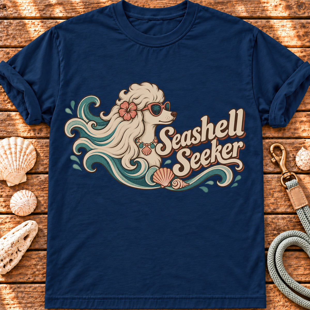 Seashell Seeker – Poodle graphic T-shirt