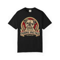 Front of a Black T-shirt with a vintage red-and-cream Bruxelles Griffon “This is my personal space face” badge.
