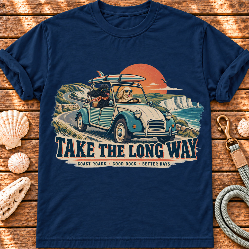 Take the Long Way – Dogs Road Trip graphic T-shirt