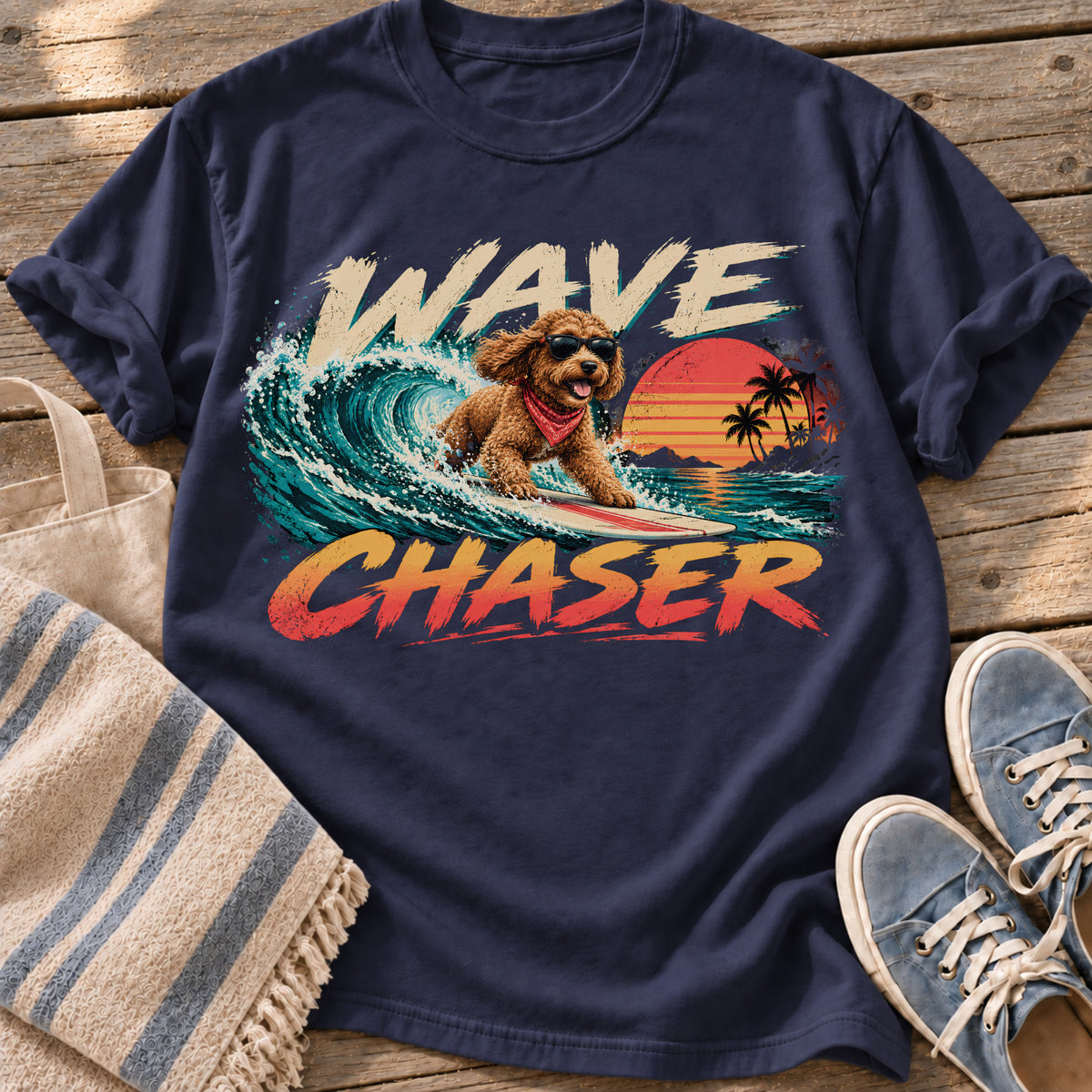 Wave Chaser – Surf Cockerpoo graphic T-shirt