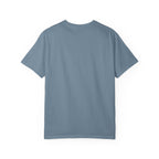 Plain back of the Ice Blue Stay and Chat Terrier T-shirt.